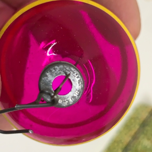 WWII Era Antique Unsilvered Striped Painted Blown Glass Christmas Tree Ornament - Picture 11 of 15